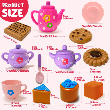 Tea Set for Little Girls, Tea Party Set, Tea Set for Toddlers Including Kettle, Cookies, Kids Play Food, Boys Girls Gifts.