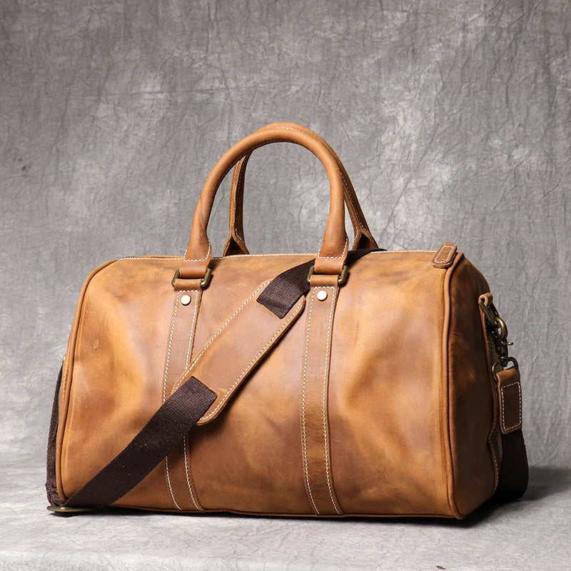Vintage Herren Rindsleder Business Kurzstrecken tragen Handgepäck taschen große Kapazität Reisetasche einfache Umhängetaschen.