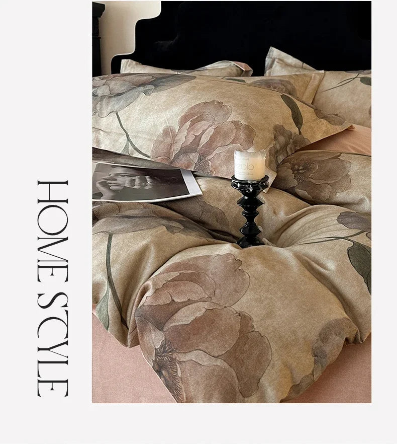 Cotton Bedding Set Luxury Soft Duvet Cover Flat Sheet Pillowcases Single Double Queen King Size Quilt Cover Set