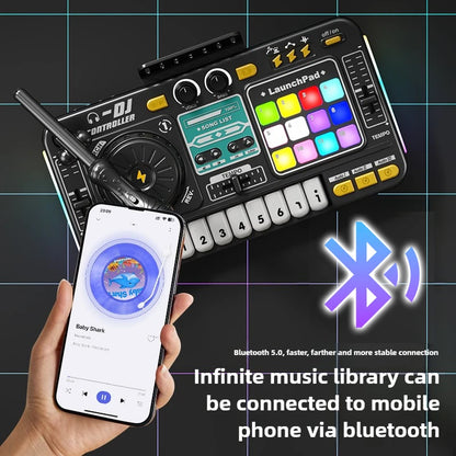 Multifunctional DJ Mixer Children Simulation DJ Controller Live Sound Card Music Player Whac A Mole Game Toys Kids Birthday Gift.