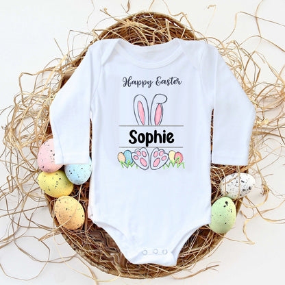Personalisierter Ostern-Baby-Body mit individuellem Namen, Säuglings-Outfits, Kleidung, Junge, Mädchen, Urlaub, Party, Overall, niedlicher Hase, Neugeborenen-Strampler.