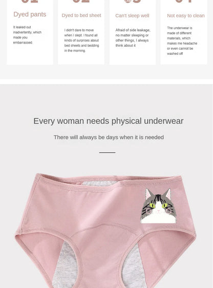 3PCS/set Women's menstrual briefs large flow postpartum water absorption leakproof briefs women's pure cotton menstrual briefs.