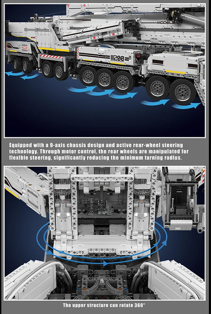 Mould King 17007 17008 Technical Truck Building Block Remote Control Liebherred LTM 11200 Crane Model Kids Christmas Car Toys.