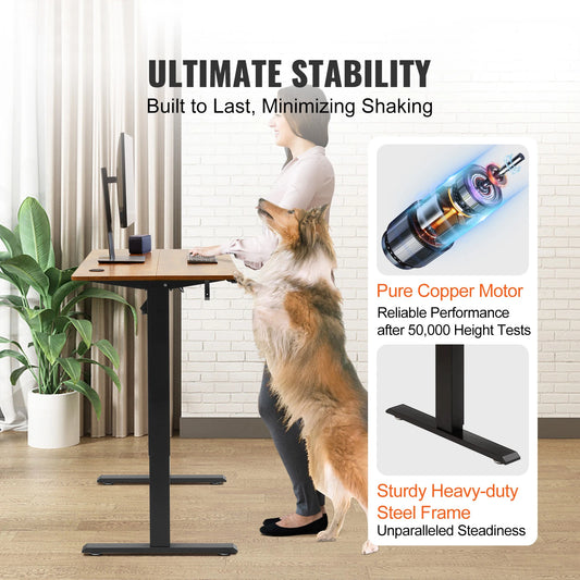 SucceBuy Elektrischer Stehpult, höhenverstellbarer Stehpult mit doppeltem Schutzsystem, hohe Tragfähigkeit für das Heimbüro