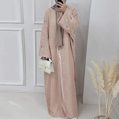 2025 Ramadan Khimar Abaya Saudi-Arabien Türkei Islam Stickerei Mond Muslimischen Strickjacke Kleid Gebet Kleidung Kleider Für Frauen.