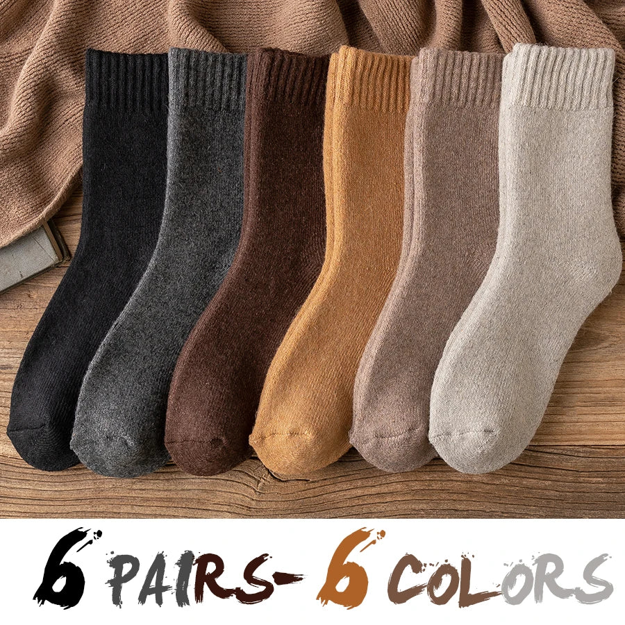 5 Pairs/Lot Thick Wool Socks Men Winter Warm Cashmere Breathable Long Sock Outdoor Male Meias New 7 Colors Hot Sale 2023