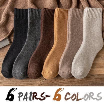 5 Pairs/Lot Thick Wool Socks Men Winter Warm Cashmere Breathable Long Sock Outdoor Male Meias New 7 Colors Hot Sale 2023