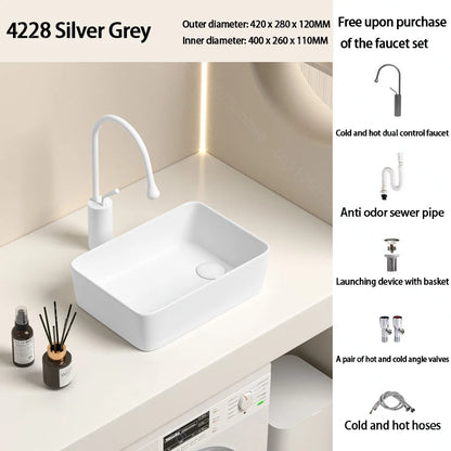 Luxuriöses Keramikgefäßwaschbecken, quadratisches Badezimmerwaschbecken, Arbeitsplatte, Kunstwaschbecken für Waschtischplatte, Keramik-Badezimmerwaschbecken für den Heimgebrauch