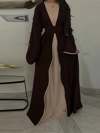 Ramadan Eid Open Butterfly Bow Kimono Abaya Damen Dubai Luxury Islam Muslim Modest Dress Women Kebaya Kaftan Robe Femme Musulman.