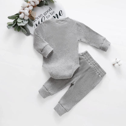 16 Colors Baby Solid Knit Sets Newborn Infant Girls Boys Fall Winter Long Sleeve Romper + Elastic Pants Toddler Outfit 0-24M.
