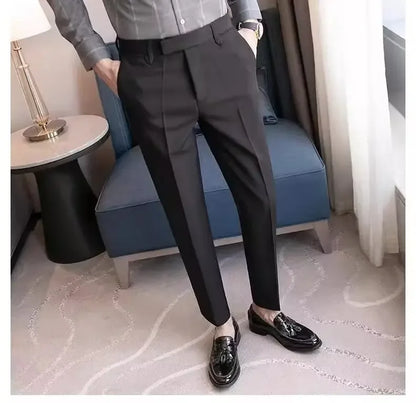 English Gentleman's Coffee Color Business Suit Pants Casual Draped Trousers For Men Fashionable Spring Autumn Small Foot.