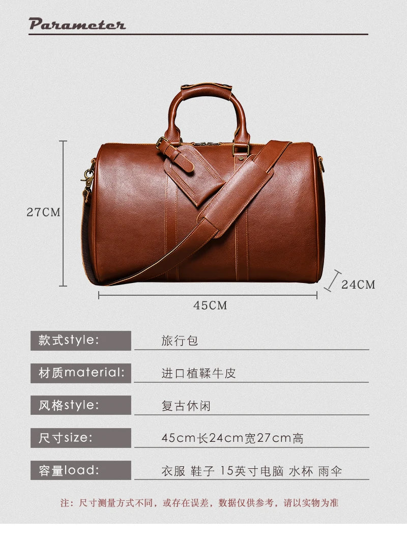 Vintage Herren Reisetasche klassische Business Umhängetasche Kopfs chicht Rindsleder Weekender Sporttasche Leder handtasche für Ehemann Geschenk.