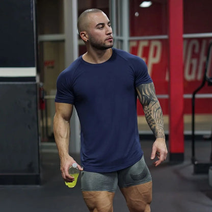 New Fashion Men's Summer Casual Comfortable Tight-Fitting T-Shirt Sports Gym Sportswear Quick-Drying Breathable T Shirt M-3XL