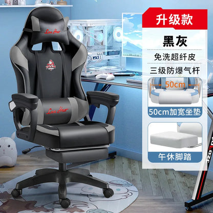 Ergonomischer Gaming-Stuhl, Gamer-Stühle mit Kopfstütze mit Lendenkissen, höhenverstellbarer Computer-Bürostuhl für Mädchen und Jungen