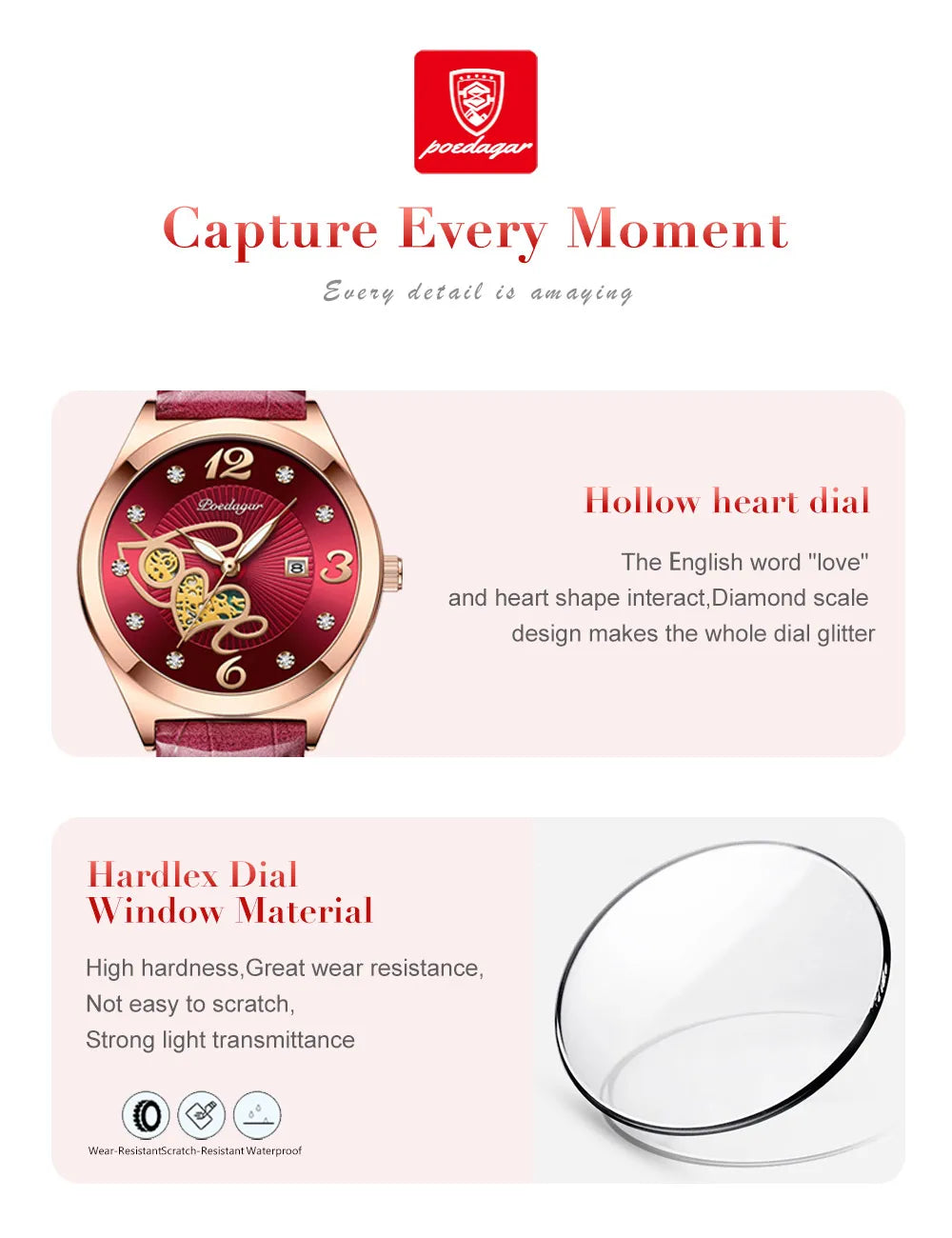 POEDAGAR Fashion Quartz Watch Female Luxury Elegant Casual Clock Waterproof Luminous Date Leather Women Watch Montre Femme gift.