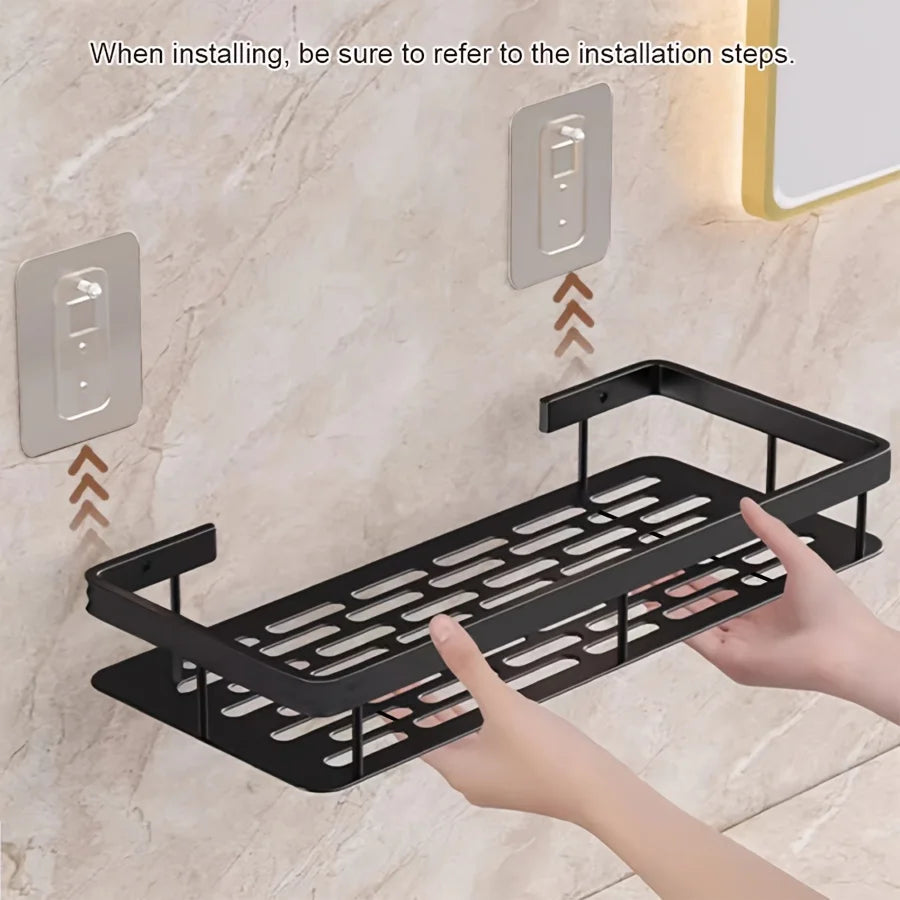 Schlag Kostenloser Wand Badezimmer Regal Kein Bohren Dusche Regal Küche Lagerung Organizer Shampoo Rack Make-Up Lagerung Organizer