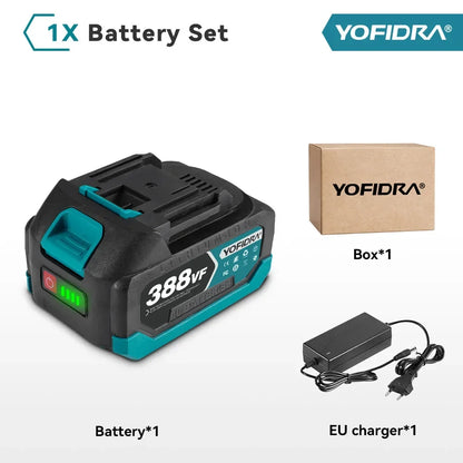 YOFIDRA 388VF 928VF wiederaufladbarer Lithium-Akku, 22500 mAh, 15000 mAh, Li-Ionen-Akku für elektrische Kettensäge, Bohrschlüssel, Elektrowerkzeug