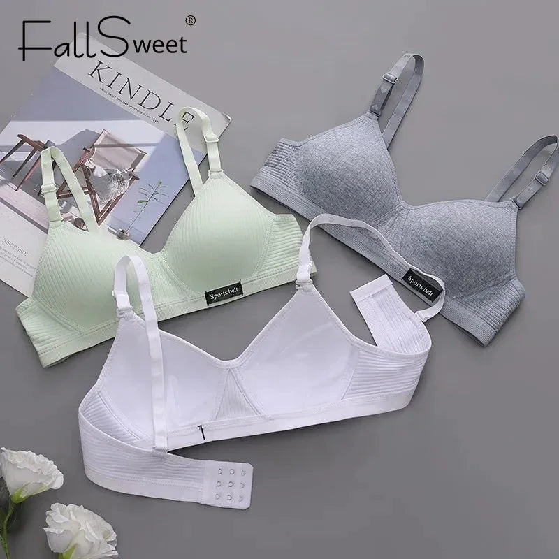 FallSweet Women's Wireless Bra Active Bra Teen Students' Bras Seamleass Lingerie Comfortable V-Shaped Gathering Underwear AB Cup.