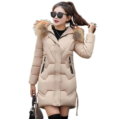 Mode Mäntel Winter Jacke Frauen Parka Neue 2024 Mit Kapuze Lange Weibliche Mantel Einfarbig Winddicht Outwear Parka