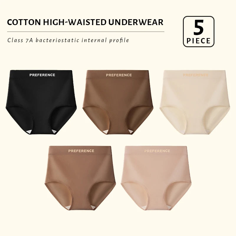 FallSweet 5Pcs Women Plus Size Cotton Panties Seamless Panties Comfort Breathable Underwear Girls Mid-Waist Briefs Sexy Lingerie.