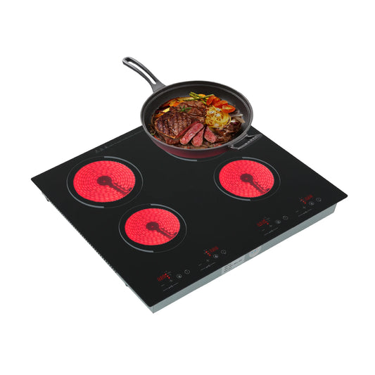 6000W Electric Ceramic Stove, 9 Power Adjustment Gear, Touch Screen Control 4-head Induction Cooker Electric Ceramic Cooktop.