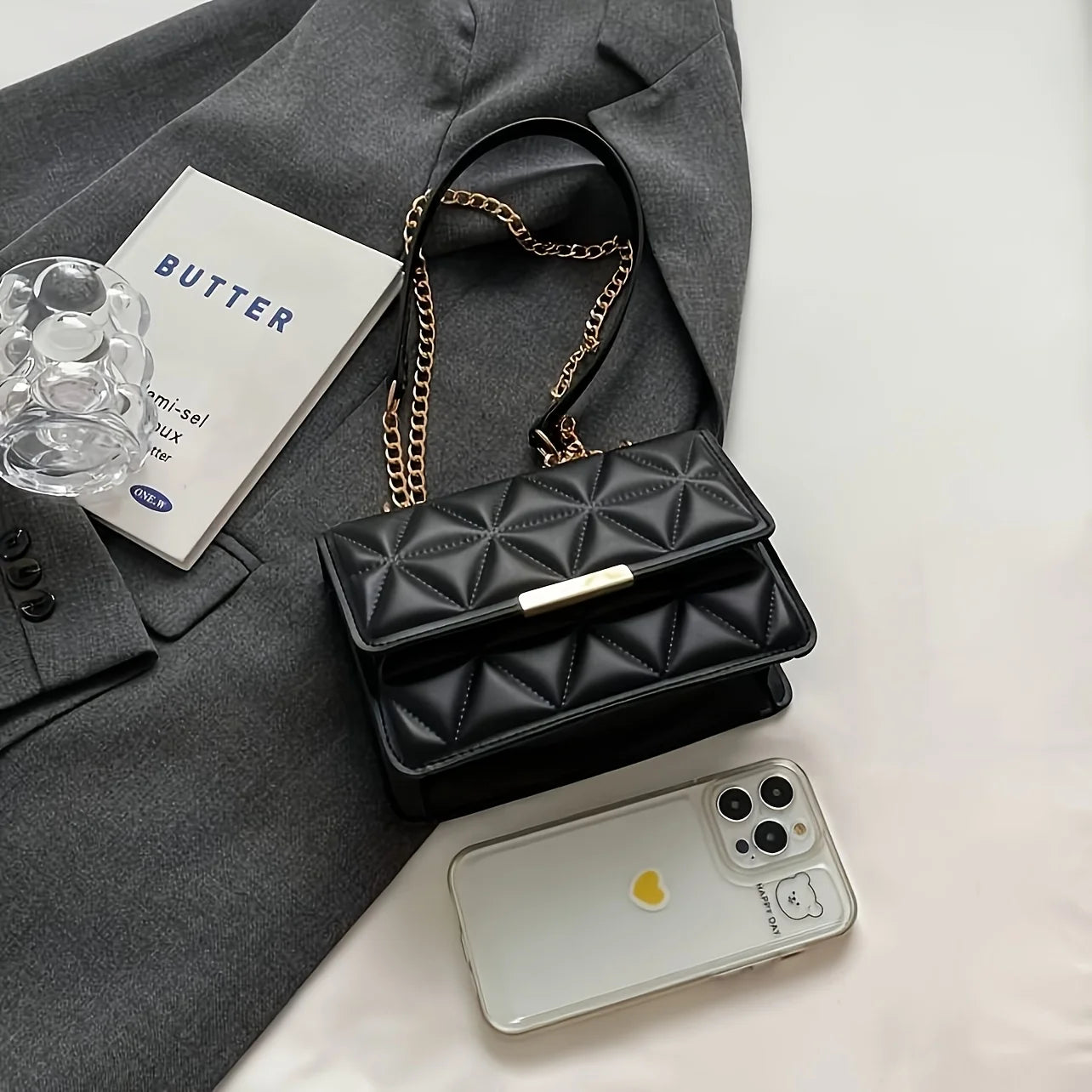 Fashion Chain Women'S Shoulder Bag, Chic Small Square Bag for Women, Luxury Quilted Handbag for Daily Travel, Shopping, Parties..