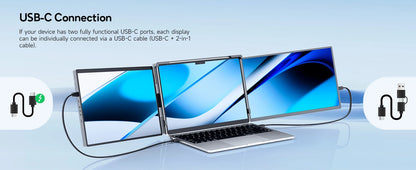 Dopesplay 14.1inch Laptops Screen Extender Triple Dual 1200P IPS Portable Monitor for Windows PC MacBook Chrome Laptop 13.3-17.3.