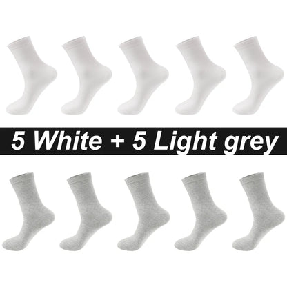10Pairs/Lot Men Combed Cotton Socks Black Casual Business Breathable High Quality Man Sock New For Male Plus Size EU38-48.