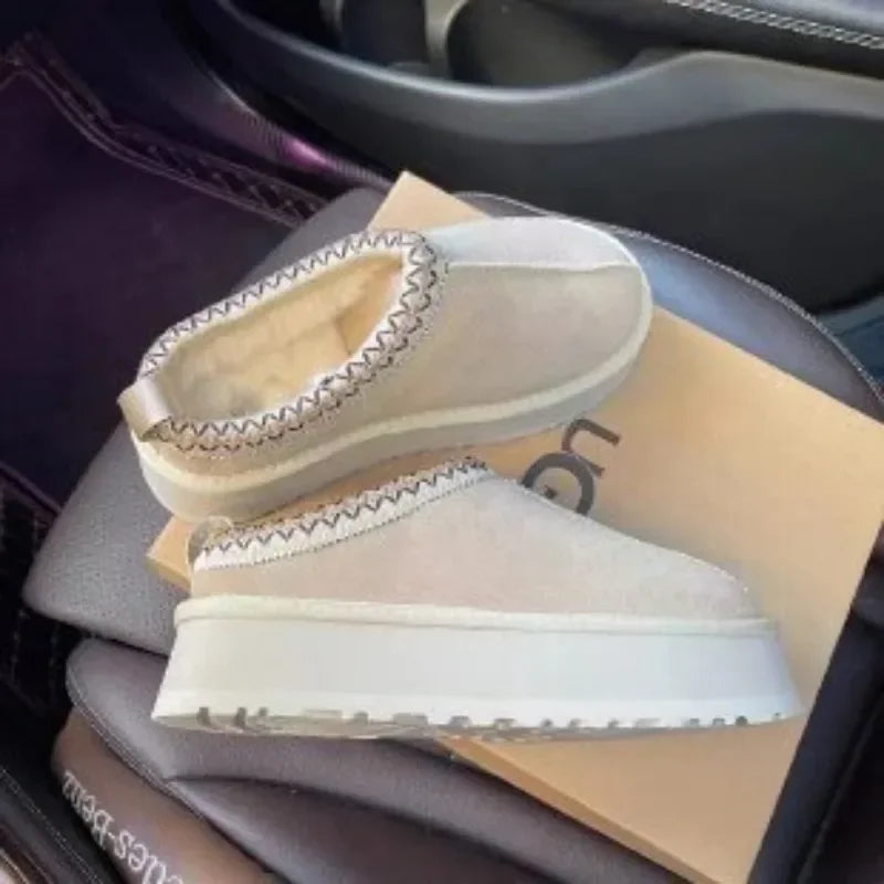 2025 New Women's Fur Slippers Dress Thick-soled Shoes Short Plush Comfortable Women's Cotton Shoes Designer Winter Snow Boots.