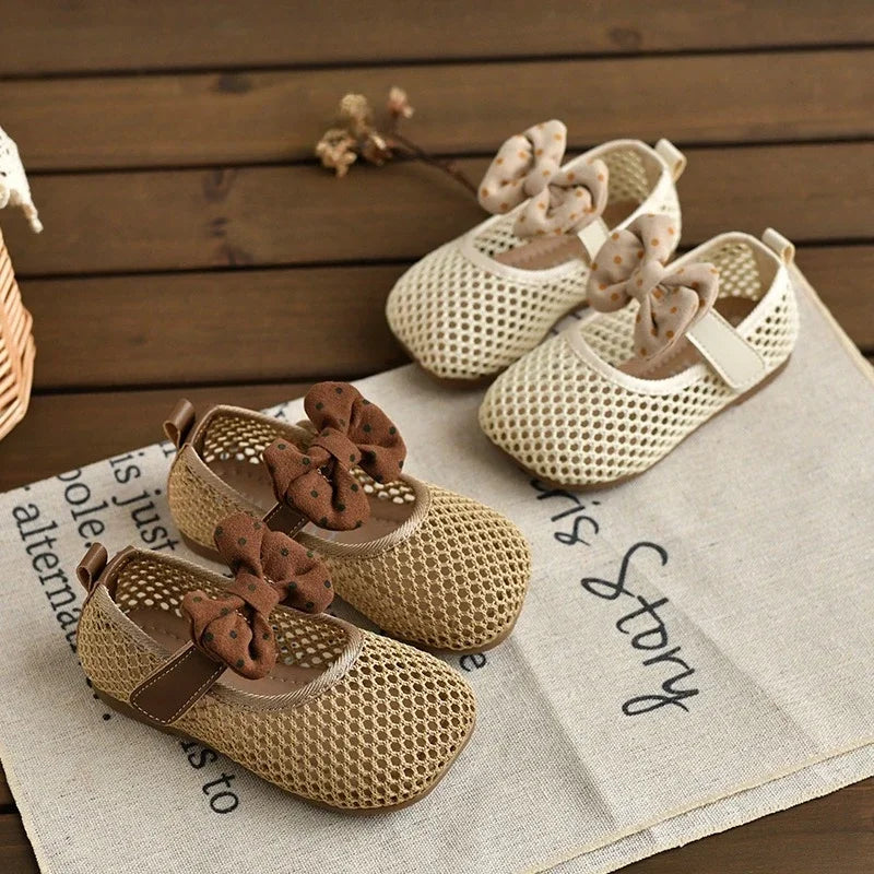Children Girls Mesh Sandals Baby Summer Toddlers Fashion First Walker Shoes Causal Bowknot Sweet Kids Soft Sandals Breathable.