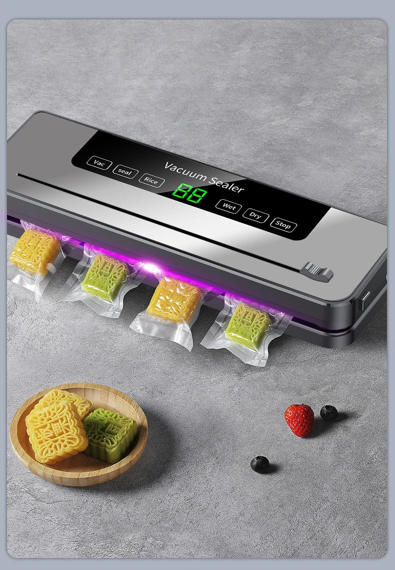 Electric Vacuum Sealer Dry/Wet Food Sealed Packaging Kitchen Food Storage Seal UV Sterilization Built-in Cutter Knife.