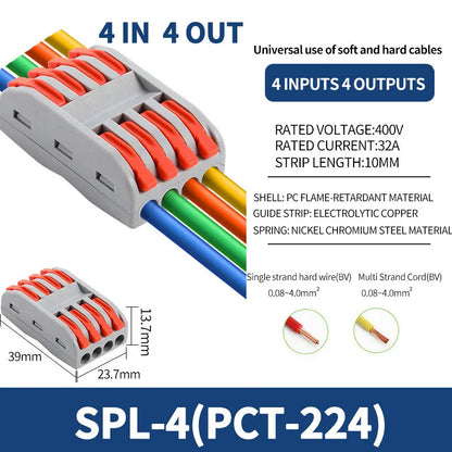 1 In Multiple Out Quick Wiring Connector Universal Splitter Wiring Cable Push In Terminal Block Universal Fast Wiring SPL 222 23