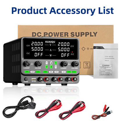 KUAIQU Newest 30V10A Dual Channel Bench Power Supply 3-Way Series-Parallel Output Overvoltage Overcurrent Protection Laboratory.