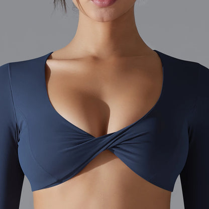 Yoga Long Sleeve Slim Sexy Breathable Quick Drying Sport Brassiere Gym Push Up Shockproof High Intensity Pilates Clothes Women.