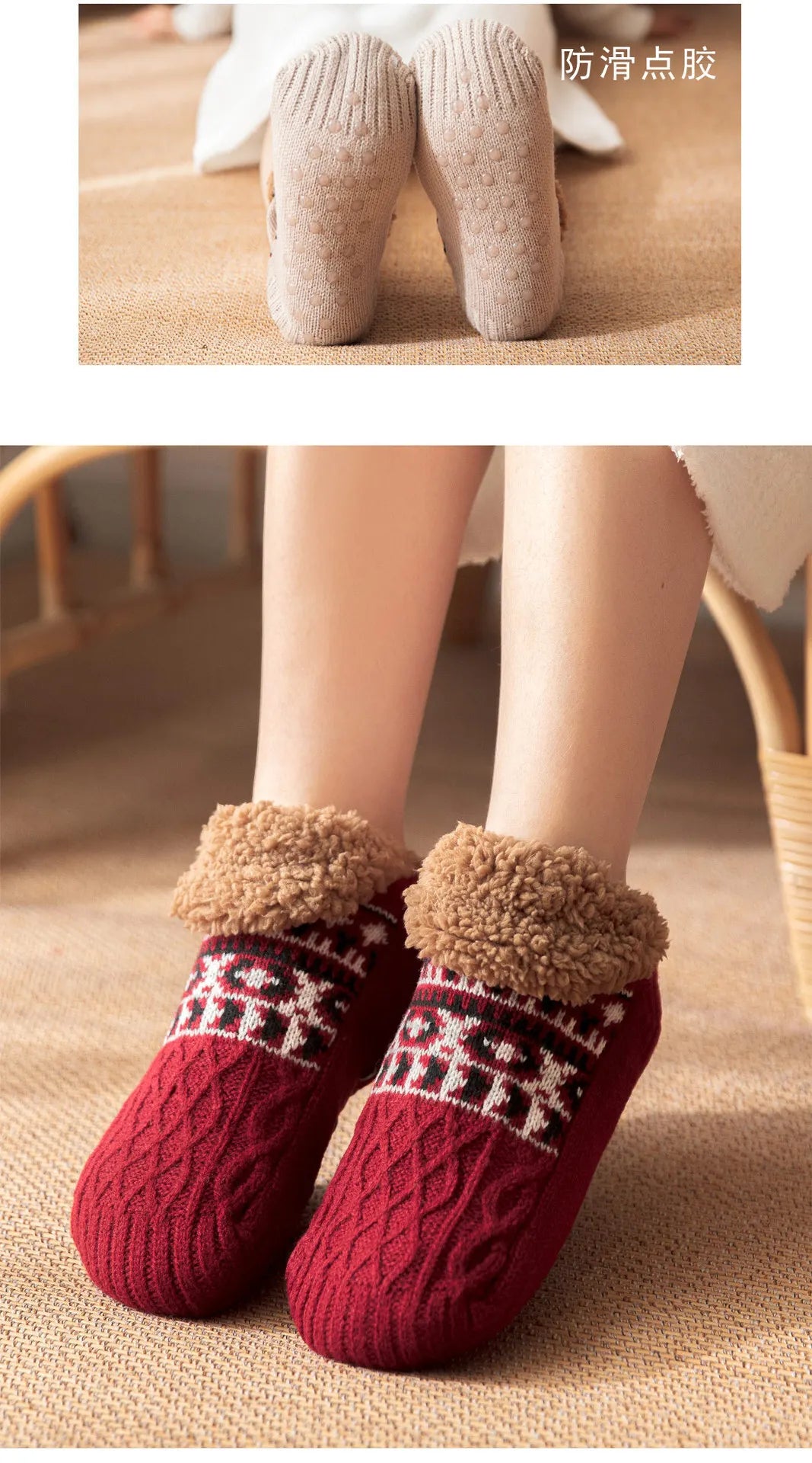 Super Warm Winter Non-slip Floor Socks Women Men Snow Socks Sleep Carpet Socks Slippers Socks Women Velvet Boot Unsiex Home Wear.