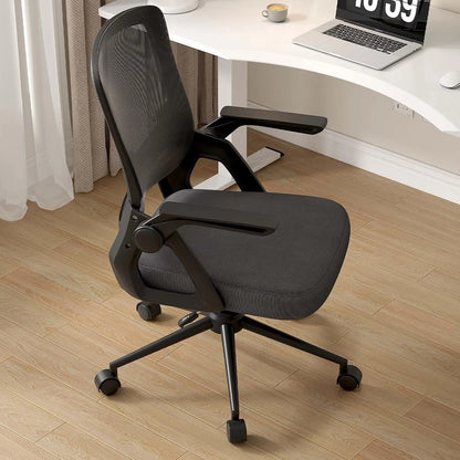 Office Chair Ergonomic Mesh Flip-Up Arms Gaming Chair with Mid Back Cushion Lumbar Support for Home Bedroom Working