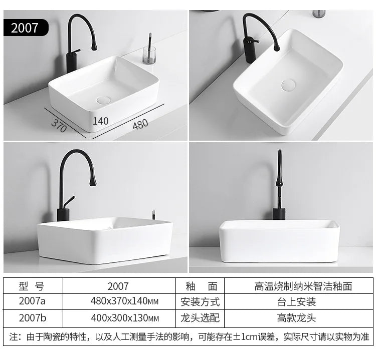 Arbeits platte Waschbecken Seite Entwässerung Keramik Waschbecken Balkon Waschbecken Kunst becken Einzel becken quadratischer Kreis