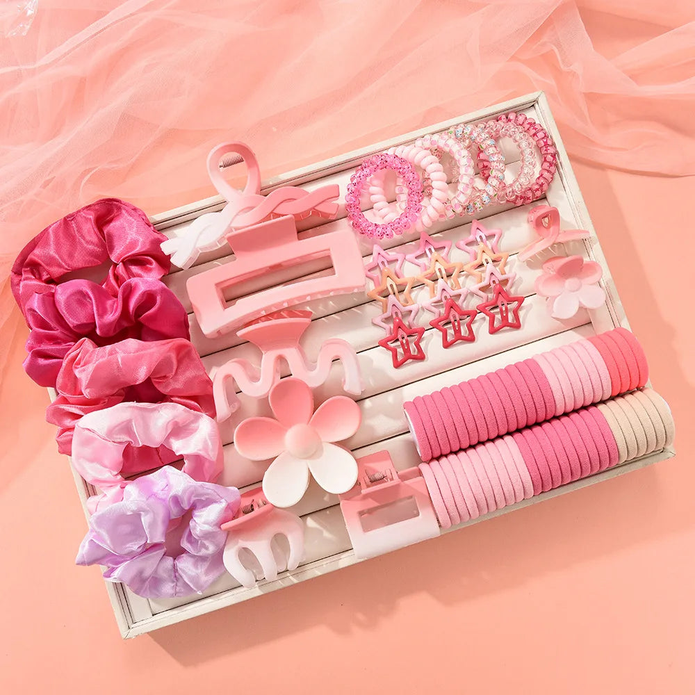 Fresh Simple Women's Hair Ties And Hair Accessories Set High Elasticity Cute Geometric Design Resin Hair Bands for African Eu...