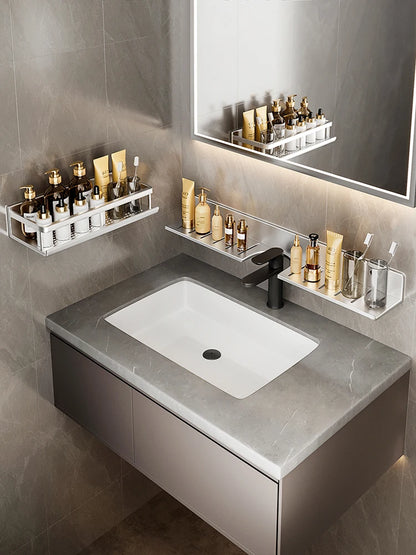 Badezimmerregal aus Aluminium, Badezimmerregal, WC-Lagerregal, WC- und Küchenregal, zum Aufhängen an der Wand, stanzfreies Regal