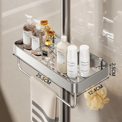 Bad Dusche Lagerung Dusche Gel Shampoo Rack Dusche Stange Abnehmbare Tablett Aluminium legierung Seife Halter Dusche Regal