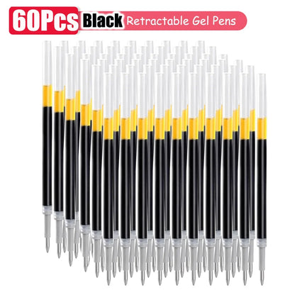 1–63 Stück einziehbares Gelschreiber-Set, Kugelschreiber mit schwarzer/roter/blauer Tinte zum Schreiben, 0,5 mm Nachfüllungen, Bürozubehör, Schulbedarf, Schreibwaren