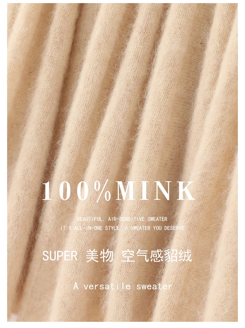 Autumn And Winter Fashion Mink Cashmere Mid Length High Waist Skirt For Women, Knitted Umbrella Skirt, Fashionable Pleated Skirt.