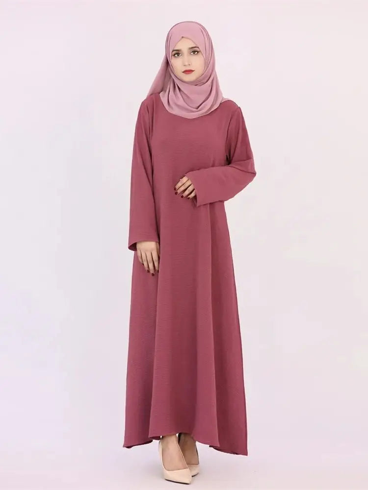 Ramadan Eid Solid Linen Dubai Abaya Turkey Islam Muslim Modest Dress Kaftan Prayer Clothes For Women Kebaya Robe Femme Musulmane
