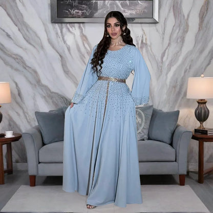 Abendkleider Arabische Lange Robe Stickerei Muslimische Frauen Party Jalabiya Eid Ramadan Marokko Dubai Abayas Kaftan Islam Vestidos Neue