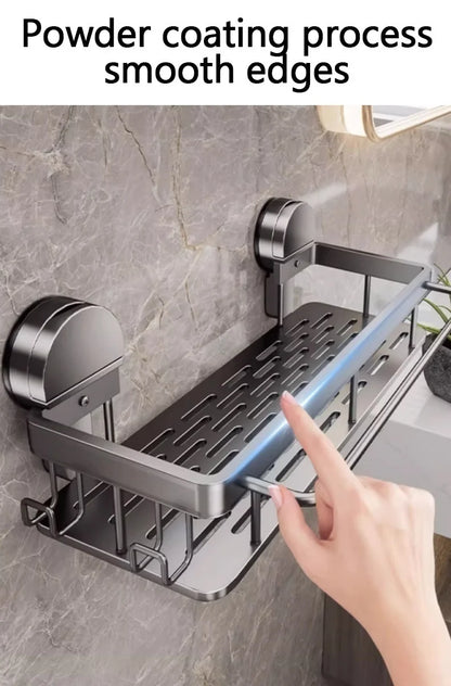 Kein Bohren, Saugnapf, selbstklebendes Badezimmerregal, Badezimmerregal, Toilette, Aluminium-Hängeregal, Badezimmer-Organizer, zum Aufhängen an der Wand
