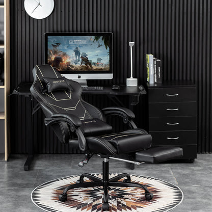 WOTSTA Gaming Chair Ergonomischer Gaming Chair Bürostuhl mit Fußstütze Racing Computerstuhl Höhenverstellbar Gepolstert Computerst