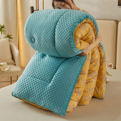 Home Textiles Comforter Stitch Printed Velvet Quilt Comforter Throw Blankets for Beds Winter Thicken Warm Quilt Core Bedding 이불