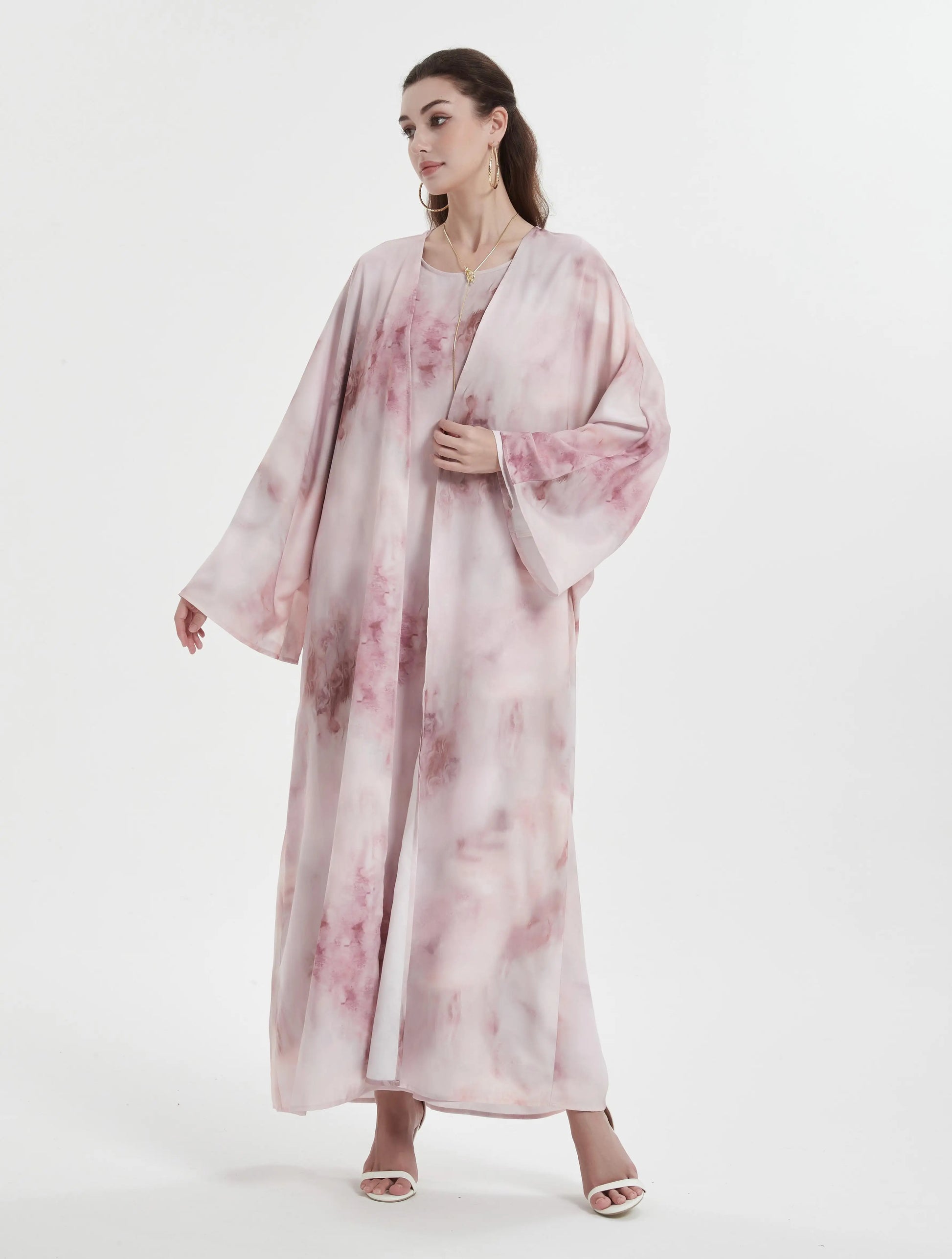 Kebaya Middle Eastern Muslim women's Abaya printed slim-fit with coat and Dress suit.