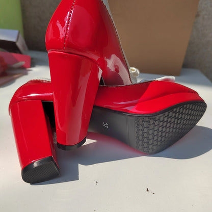 New style women's high heels elegant work single shoes thick heel waterproof platform party gathering OL women's single shoes.