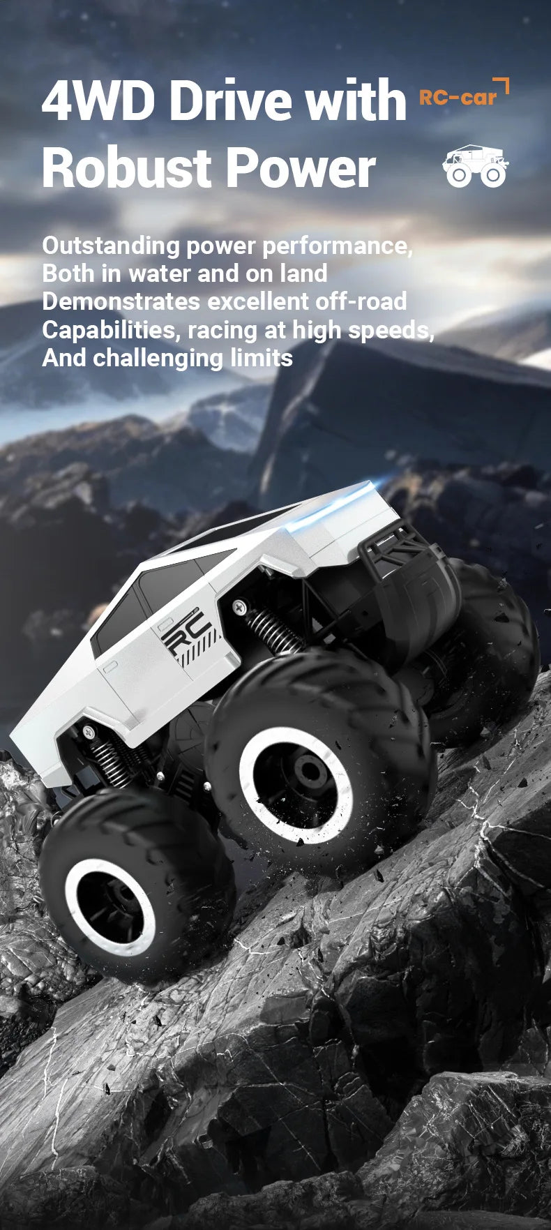 JJRC Auto Remote Control Car Alloy Rc Cars Trucks Vehicle Full-Scale Car Motorcycle Camping Trailer Toys for Boys Kids Children.